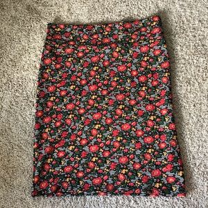 LuLaRoe Cassie Skirt Large Yellow And Red Flowers